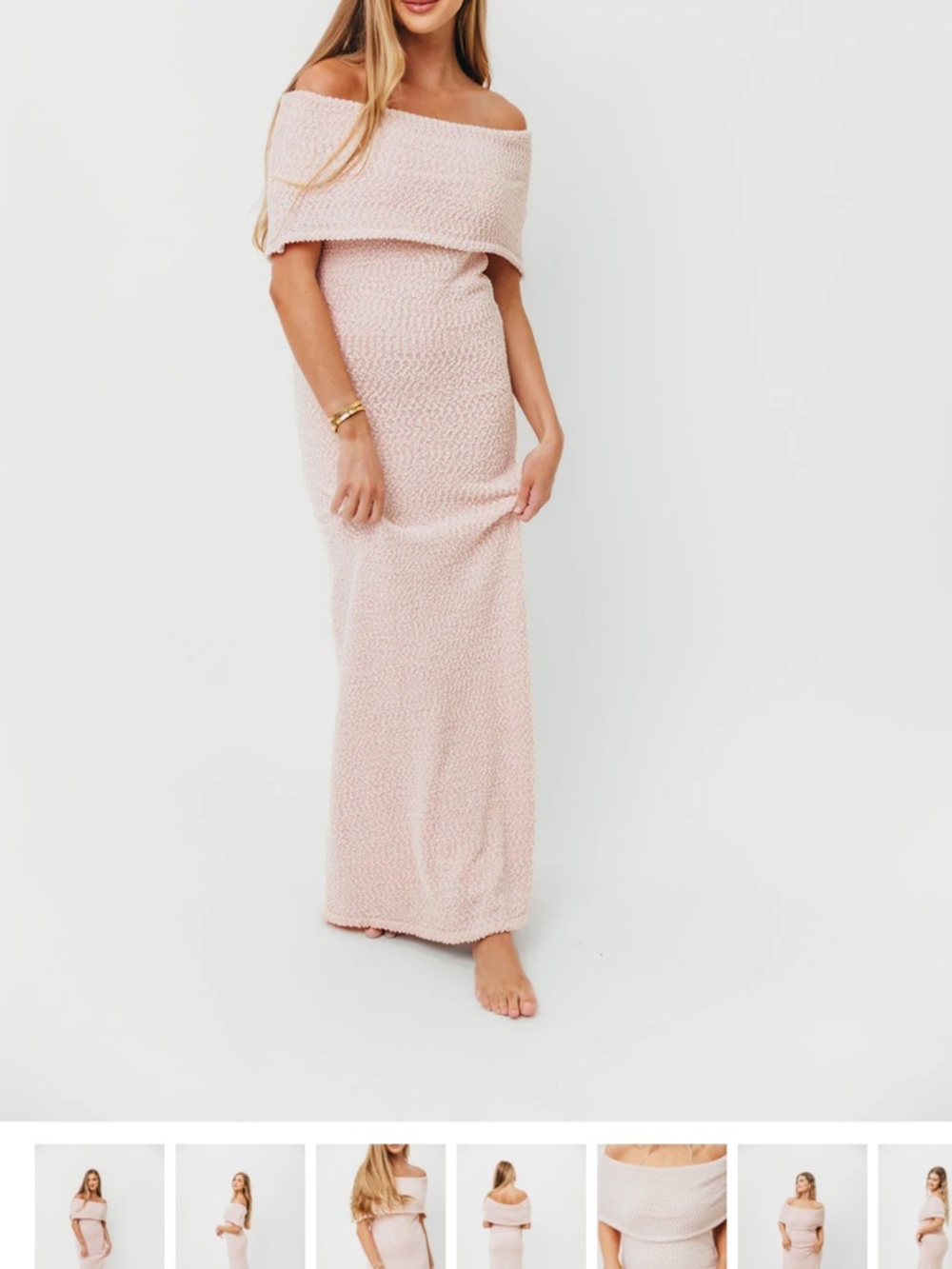 Off-Shoulder Pink Maxi Dress